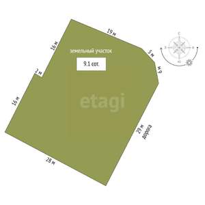 Дом 110м&sup2;, 1-этажный, участок 9 сот.  