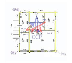 Дом 62м&sup2;, 1-этажный, участок 7 сот.  