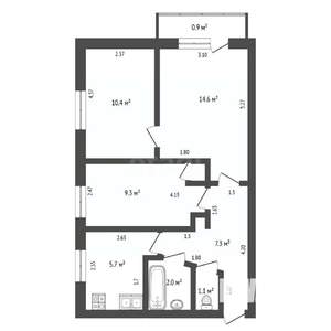 3-к квартира, вторичка, 51м2, 4/5 этаж