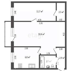 2-к квартира, вторичка, 45м2, 3/5 этаж