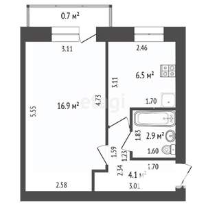 1-к квартира, вторичка, 31м2, 4/5 этаж