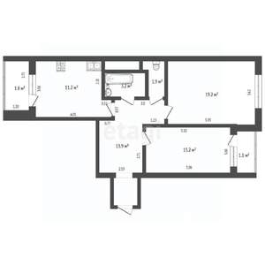 2-к квартира, вторичка, 65м2, 3/13 этаж