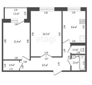 2-к квартира, вторичка, 50м2, 6/9 этаж