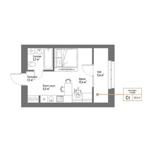 Студия квартира, вторичка, 29м2, 5/17 этаж