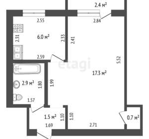 1-к квартира, вторичка, 32м2, 4/5 этаж