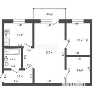 2-к квартира, вторичка, 43м2, 2/5 этаж