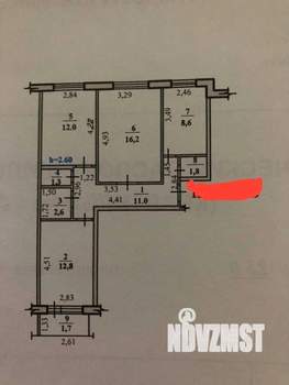 3-к квартира, вторичка, 66м2, 7/9 этаж