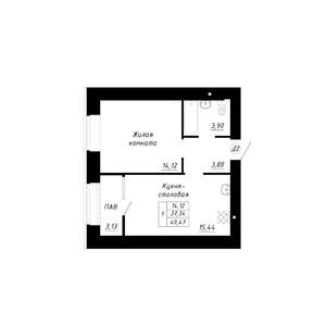 1-к квартира, строящийся дом, 40м2, 5/14 этаж