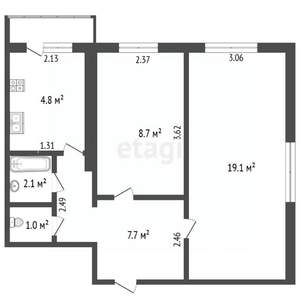 2-к квартира, вторичка, 44м2, 8/9 этаж