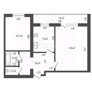 2-к квартира, вторичка, 48м2, 1/9 этаж