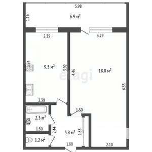 1-к квартира, вторичка, 36м2, 4/12 этаж