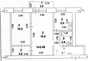 2-к квартира, вторичка, 44м2, 4/5 этаж