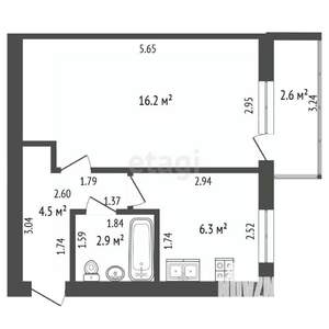1-к квартира, вторичка, 30м2, 4/5 этаж