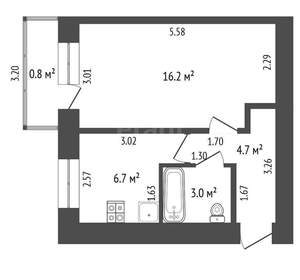2-к квартира, вторичка, 45м2, 2/5 этаж