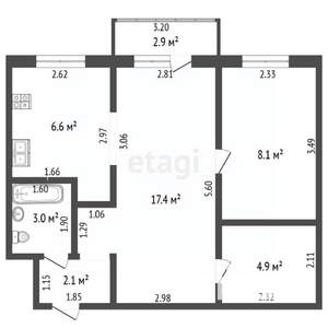 2-к квартира, вторичка, 42м2, 2/5 этаж