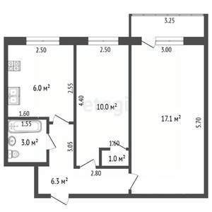 2-к квартира, вторичка, 43м2, 2/5 этаж