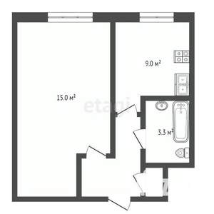 1-к квартира, вторичка, 33м2, 1/9 этаж