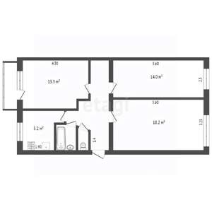 3-к квартира, вторичка, 61м2, 5/5 этаж