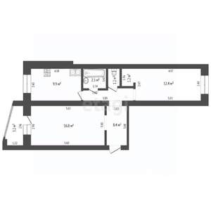 2-к квартира, вторичка, 52м2, 3/5 этаж