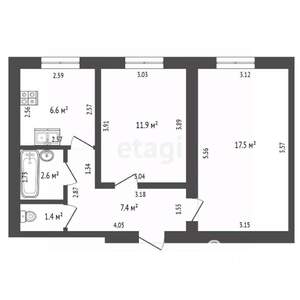 2-к квартира, вторичка, 47м2, 4/5 этаж