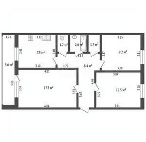 3-к квартира, вторичка, 61м2, 5/5 этаж