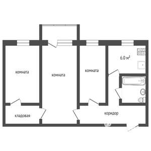 3-к квартира, вторичка, 55м2, 3/5 этаж