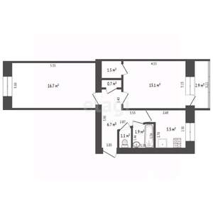 2-к квартира, вторичка, 44м2, 5/5 этаж
