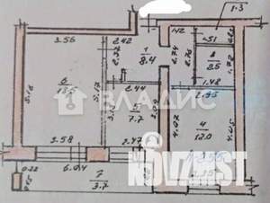 2-к квартира, вторичка, 54м2, 9/9 этаж