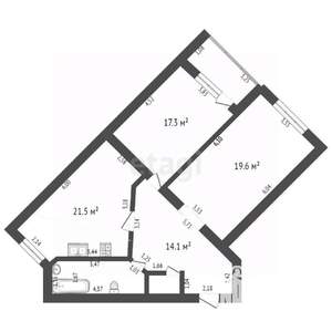 2-к квартира, вторичка, 82м2, 4/12 этаж
