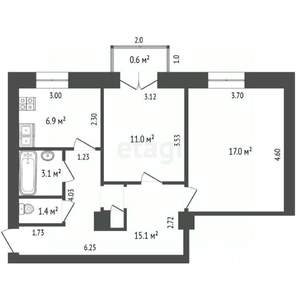 2-к квартира, вторичка, 55м2, 4/4 этаж