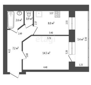 1-к квартира, вторичка, 33м2, 9/9 этаж