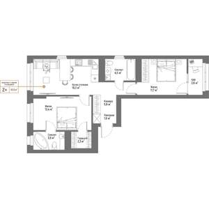 3-к квартира, вторичка, 64м2, 14/17 этаж