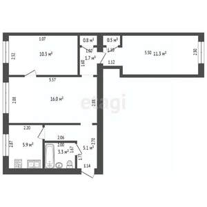 3-к квартира, вторичка, 55м2, 1/5 этаж