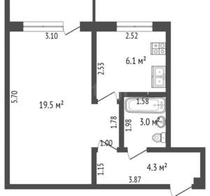 1-к квартира, вторичка, 32м2, 5/5 этаж