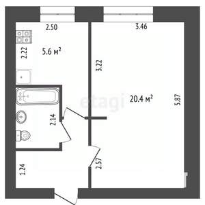 1-к квартира, вторичка, 34м2, 5/9 этаж