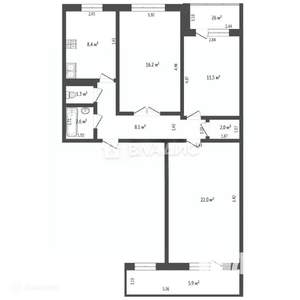 3-к квартира, вторичка, 72м2, 1/9 этаж