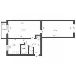2-к квартира, вторичка, 44м2, 5/5 этаж