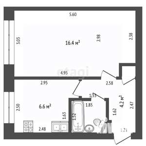 1-к квартира, вторичка, 30м2, 1/5 этаж