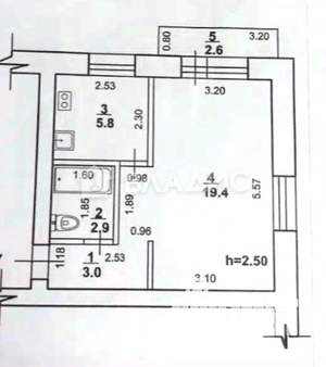 1-к квартира, вторичка, 31м2, 5/5 этаж