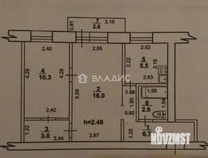 2-к квартира, вторичка, 44м2, 4/5 этаж