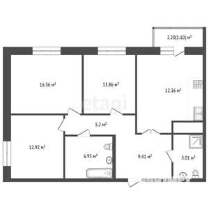 3-к квартира, вторичка, 86м2, 3/25 этаж