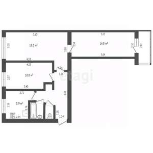 2-к квартира, вторичка, 47м2, 4/5 этаж