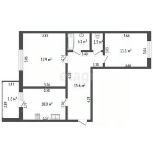 2-к квартира, вторичка, 59м2, 4/5 этаж