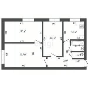 3-к квартира, вторичка, 50м2, 1/5 этаж