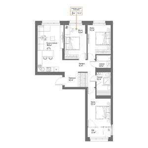 4-к квартира, вторичка, 78м2, 9/9 этаж