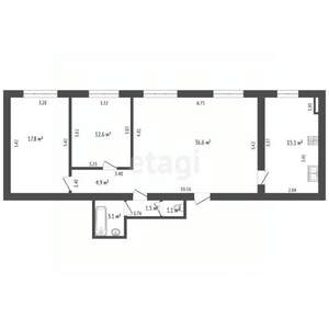 3-к квартира, вторичка, 93м2, 5/5 этаж