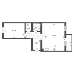 2-к квартира, вторичка, 58м2, 5/12 этаж