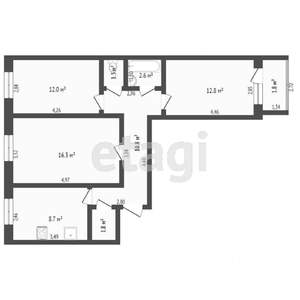 3-к квартира, вторичка, 68м2, 8/9 этаж