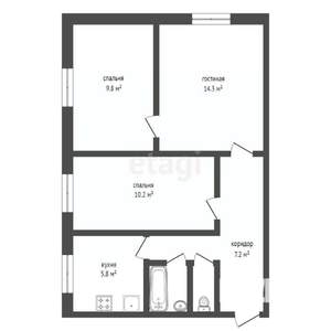 3-к квартира, вторичка, 50м2, 1/5 этаж