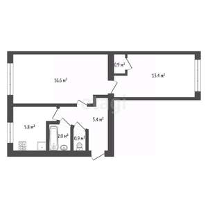 2-к квартира, вторичка, 45м2, 1/5 этаж